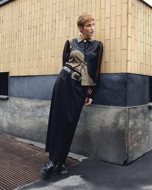 MOJO JOJO TOP IN BLACK LEATHER