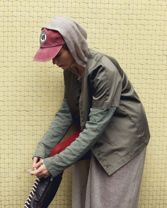 ATLANTA SHIRT IN GREEN COTTON AND LACE