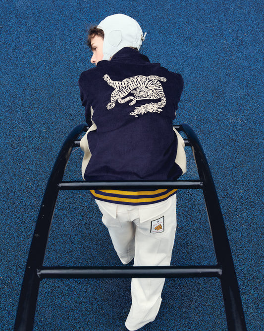 ANNAPURNA PULLOVER IN BLUE CORDUROY