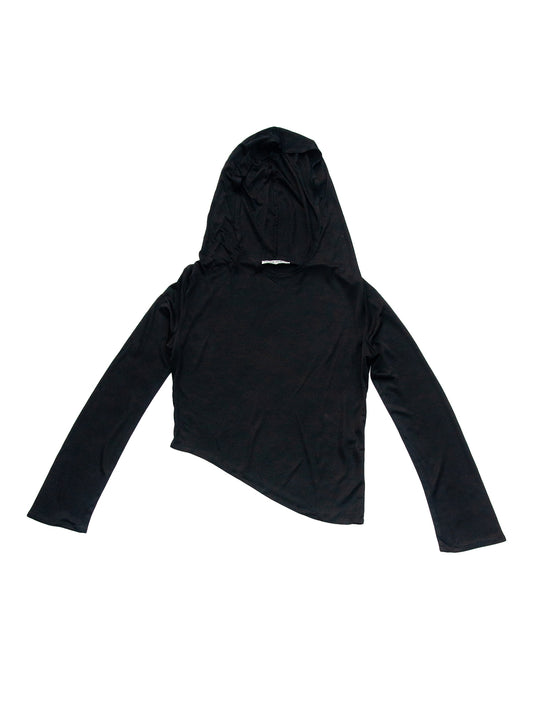 BOMBAY HOODED TOP IN BLACK VISCOSE