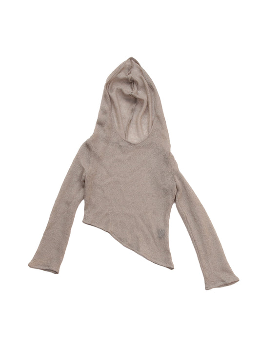 BOMBAY HOODED TOP IN GREY MOHAIR