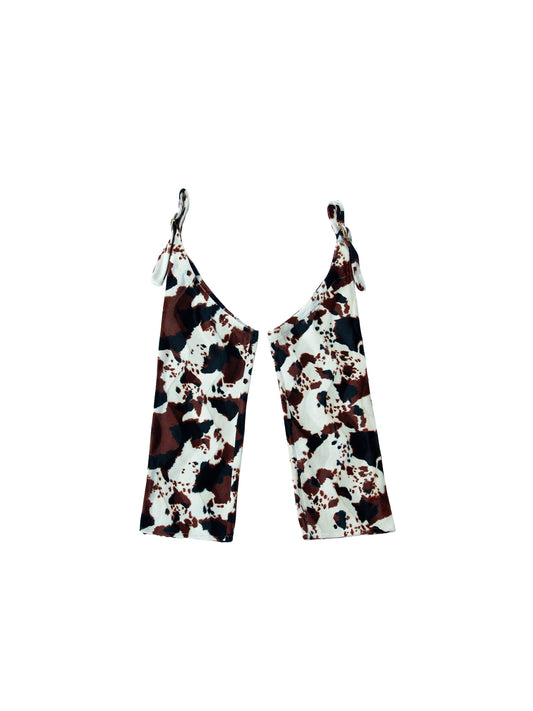 DALLAS CHAPS IN COW PATTERN FAKE FUR