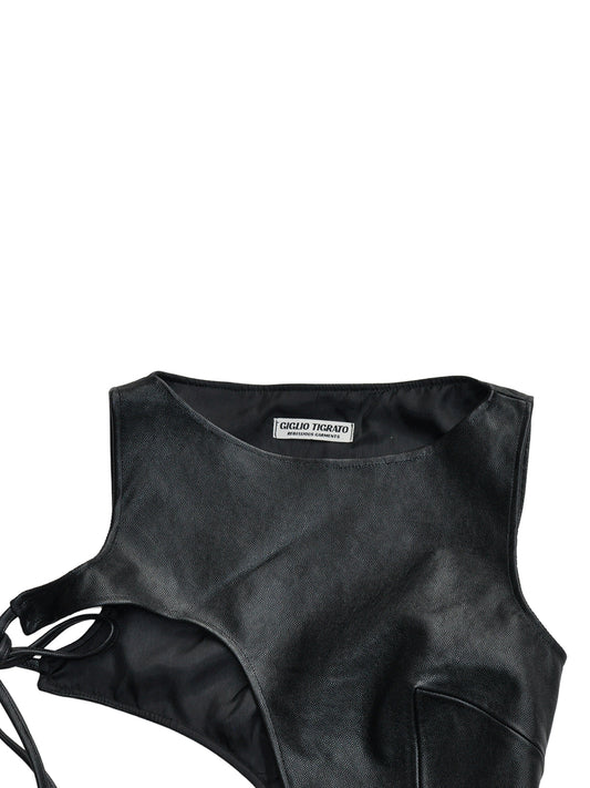 MOJO JOJO TOP IN BLACK LEATHER