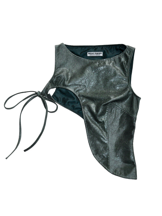 MOJO JOJO TOP IN GREEN LEATHER