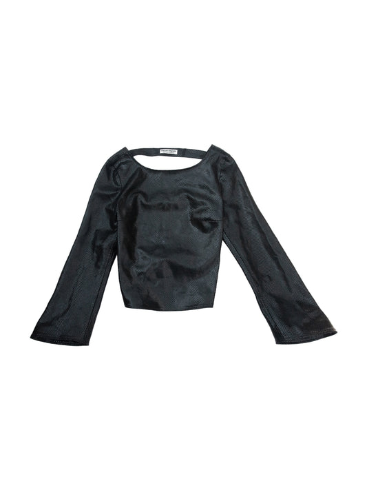 YOSHIDA TOP IN BLACK LEATHER