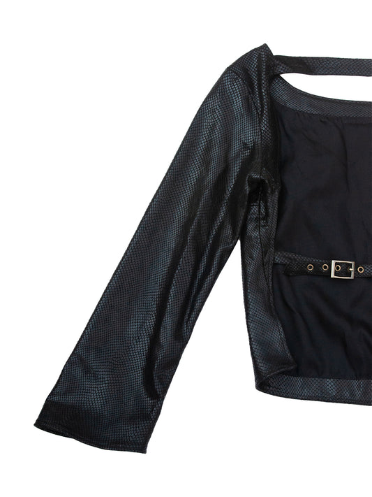 YOSHIDA TOP IN BLACK LEATHER