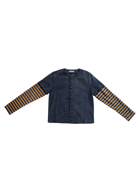 ATLANTA SHIRT IN BLUE CORDUROY AND STRIPED COTTON