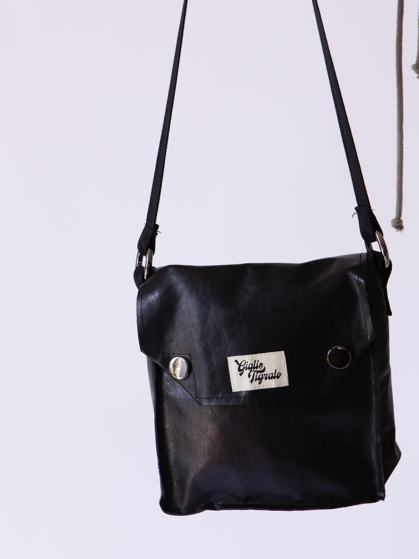Mini Postman Bag in Black Leather