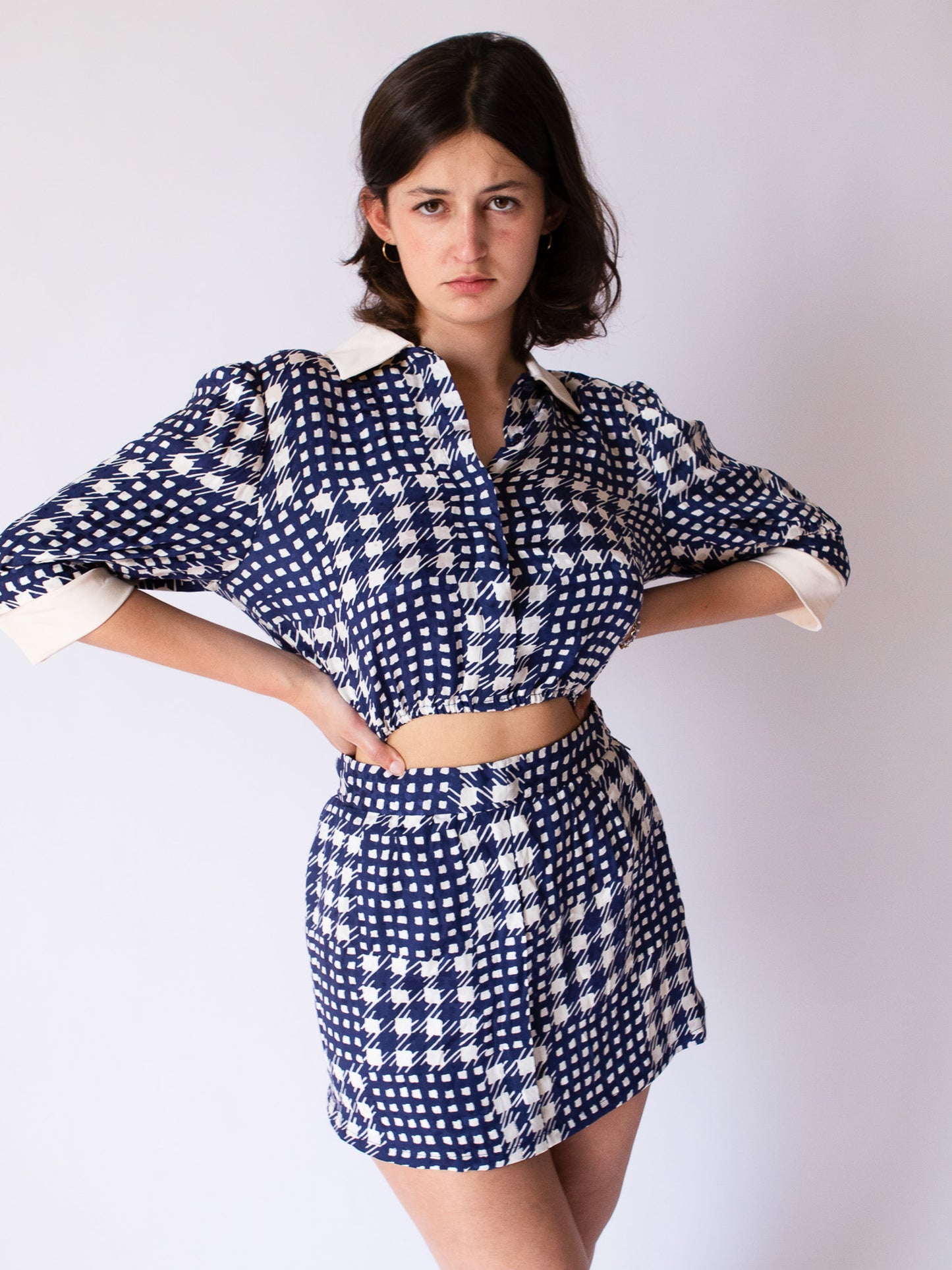 Giglio x Archetipo - 70's Mini Skirt Blue Print