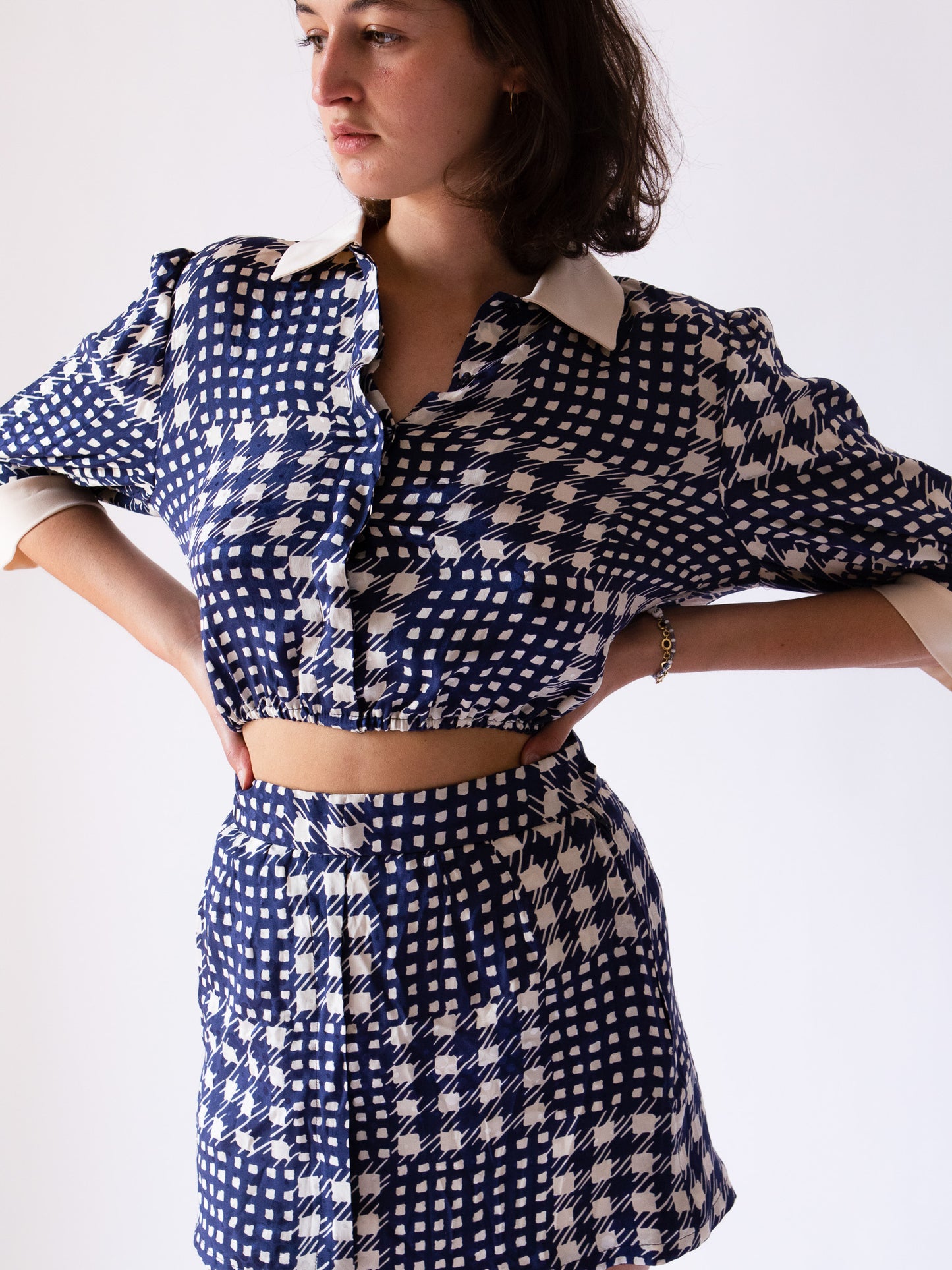 Giglio x Archetipo - 70's Mini Skirt Blue Print