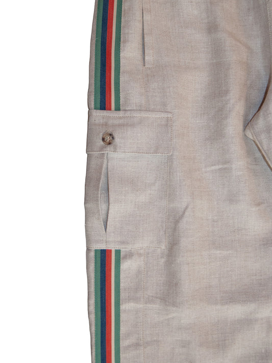 MENSWEAR VOL.1 - GALAPAGOS CARGO PANTS ECRU , MULTI COLOR BAND