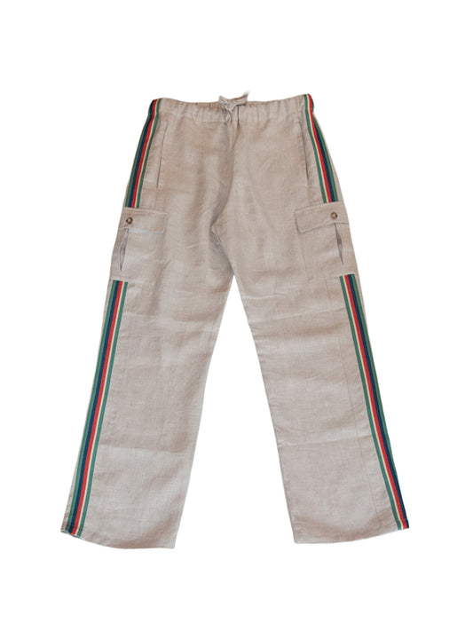 MENSWEAR VOL.1 - GALAPAGOS CARGO PANTS ECRU , MULTI COLOR BAND