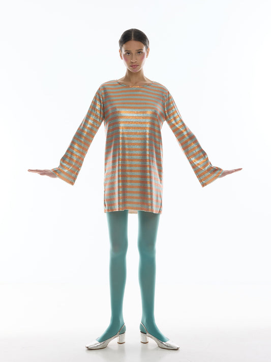 SIARGAO DRESS IN STRIPED PAILLETTES