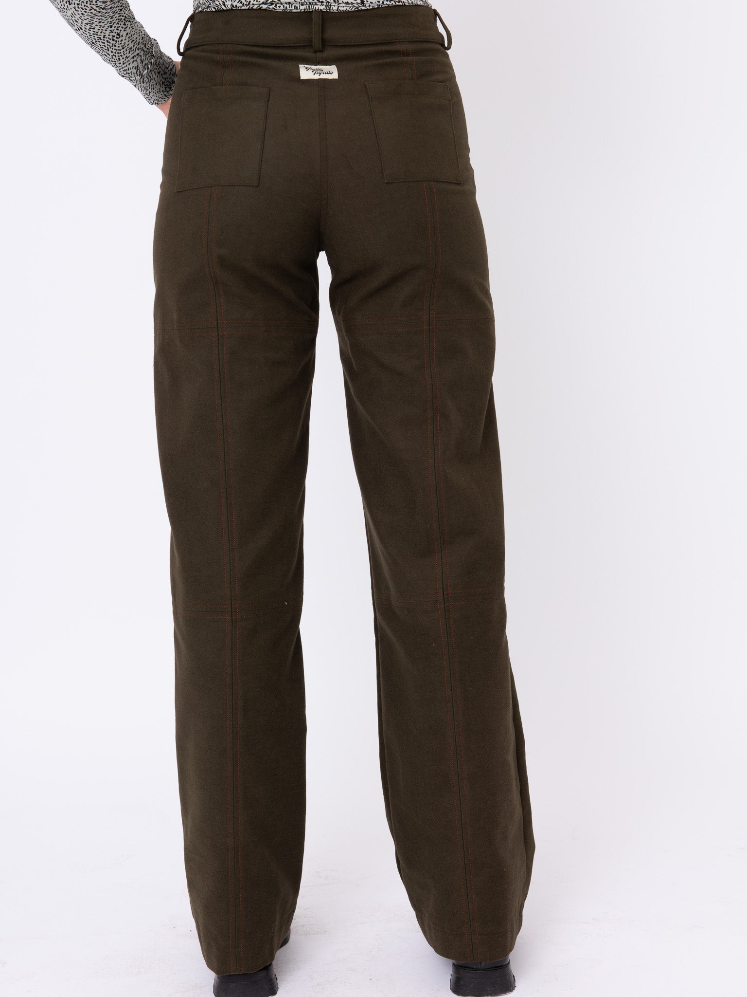 Bamboo Trousers, back view, straight pants, unique, regular fit