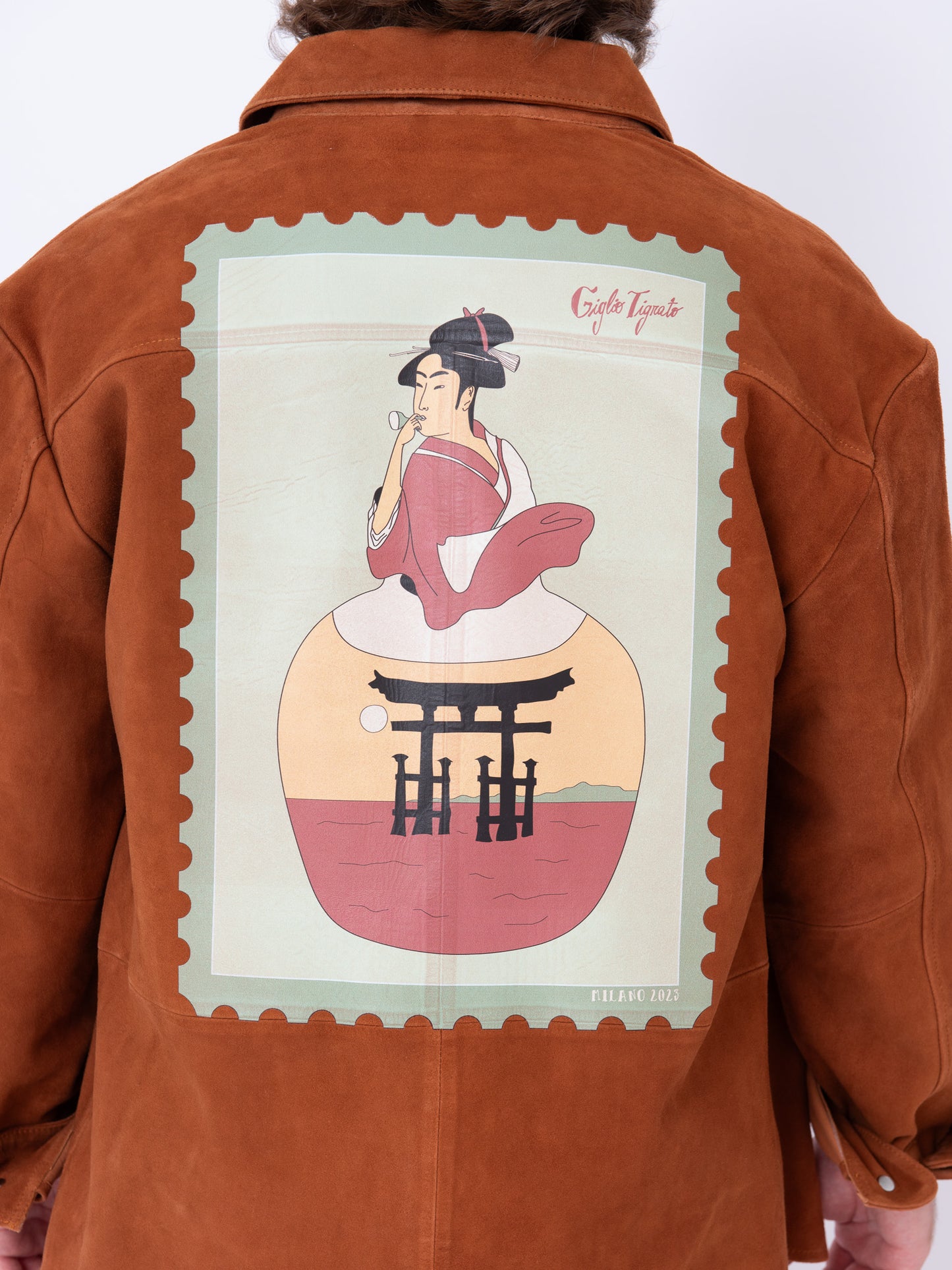 Vintage Suede Shirt w/ Geisha Stamp