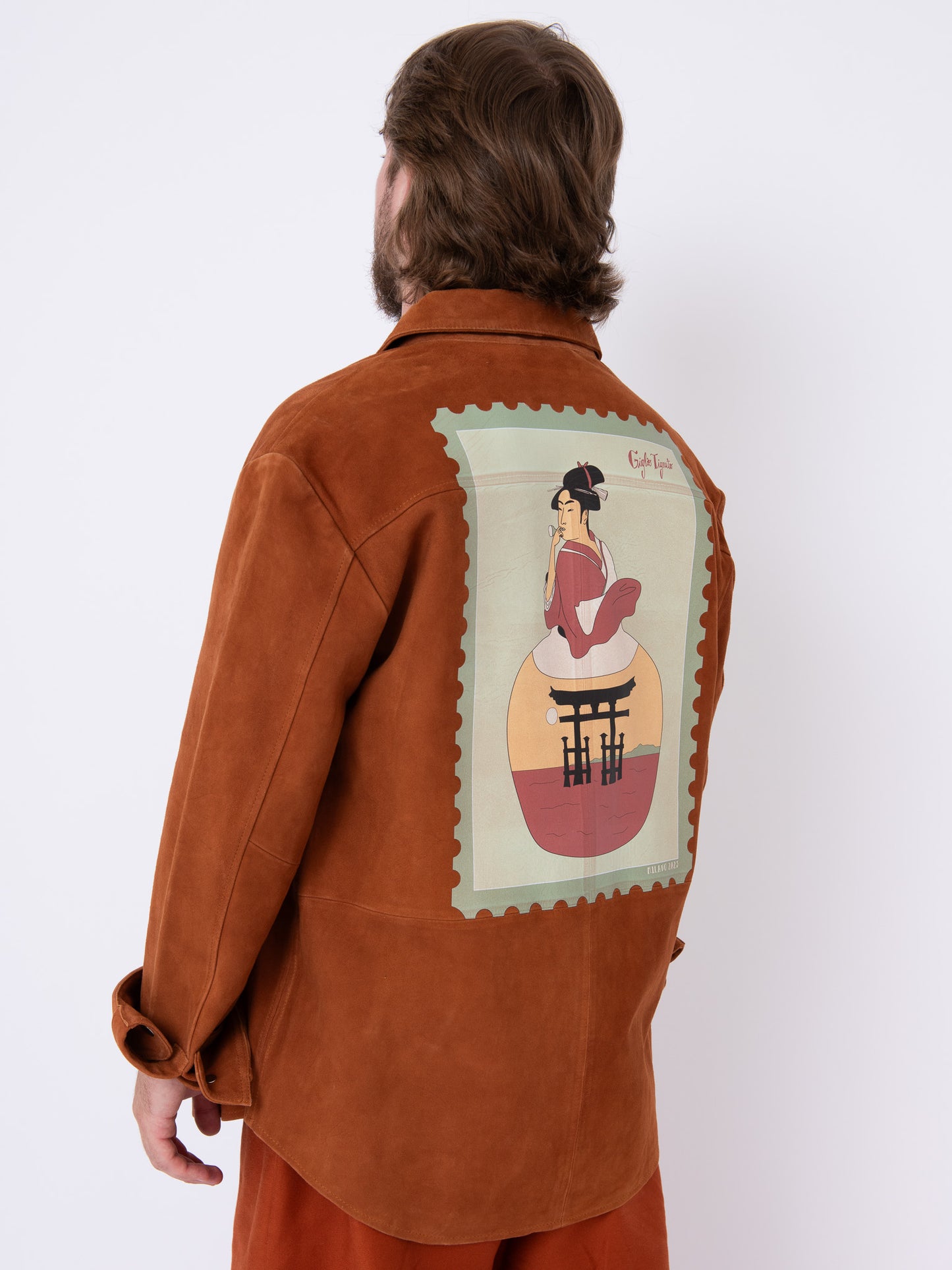 Vintage Suede Shirt w/ Geisha Stamp