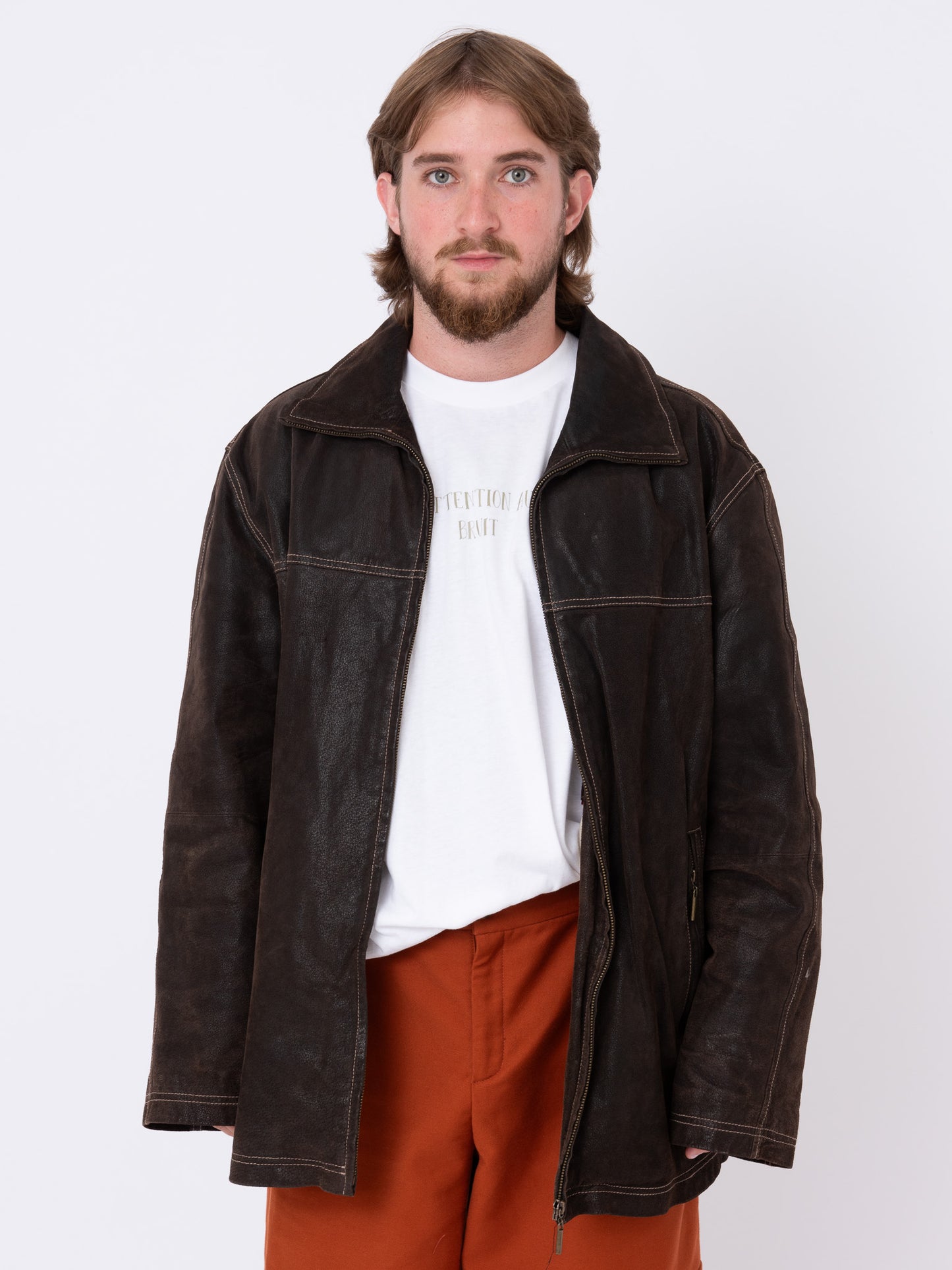 Vintage Leather Jacket w/ Giglio's Game Stamp