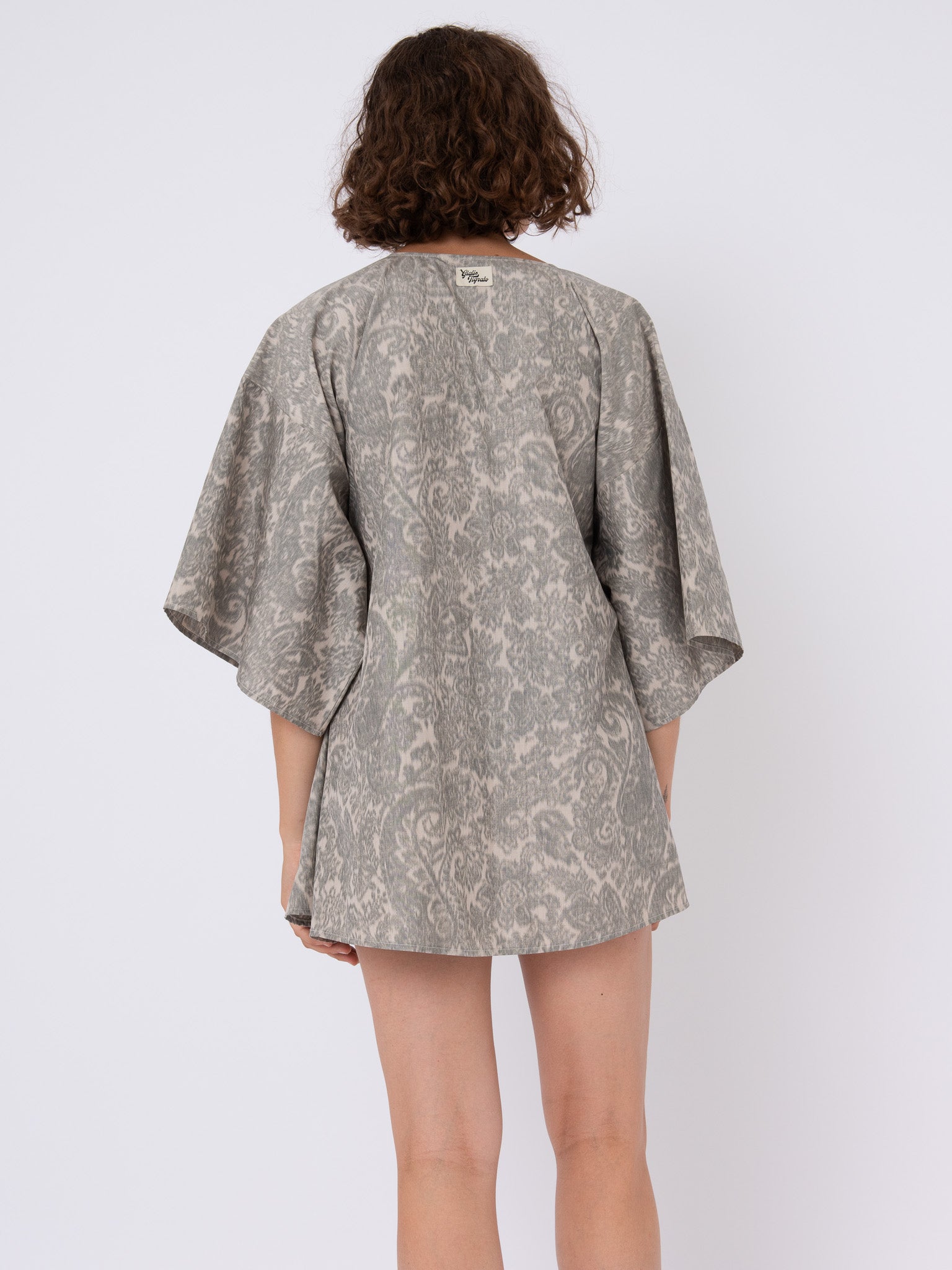 Fujiko Dress, back view, kimono, unique, luxury textiles