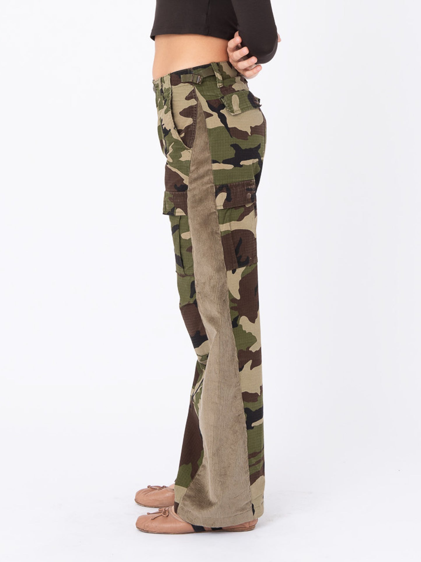 Azalea Camou Cargo Pants with Corduroy Inserts