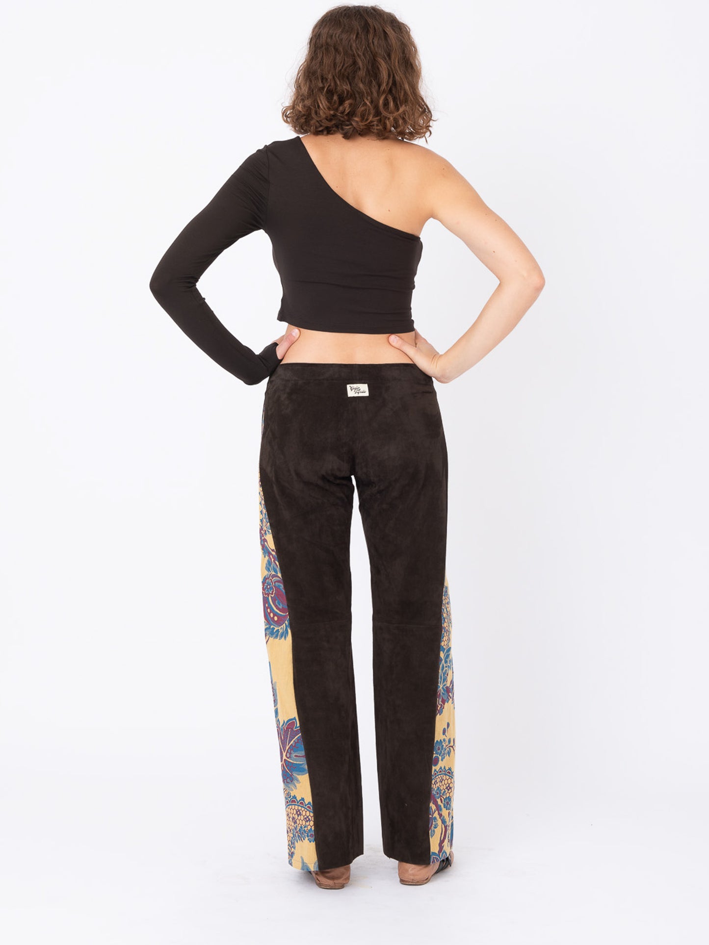 Azalea Brown Suede Pants w/ Brocade Inserts