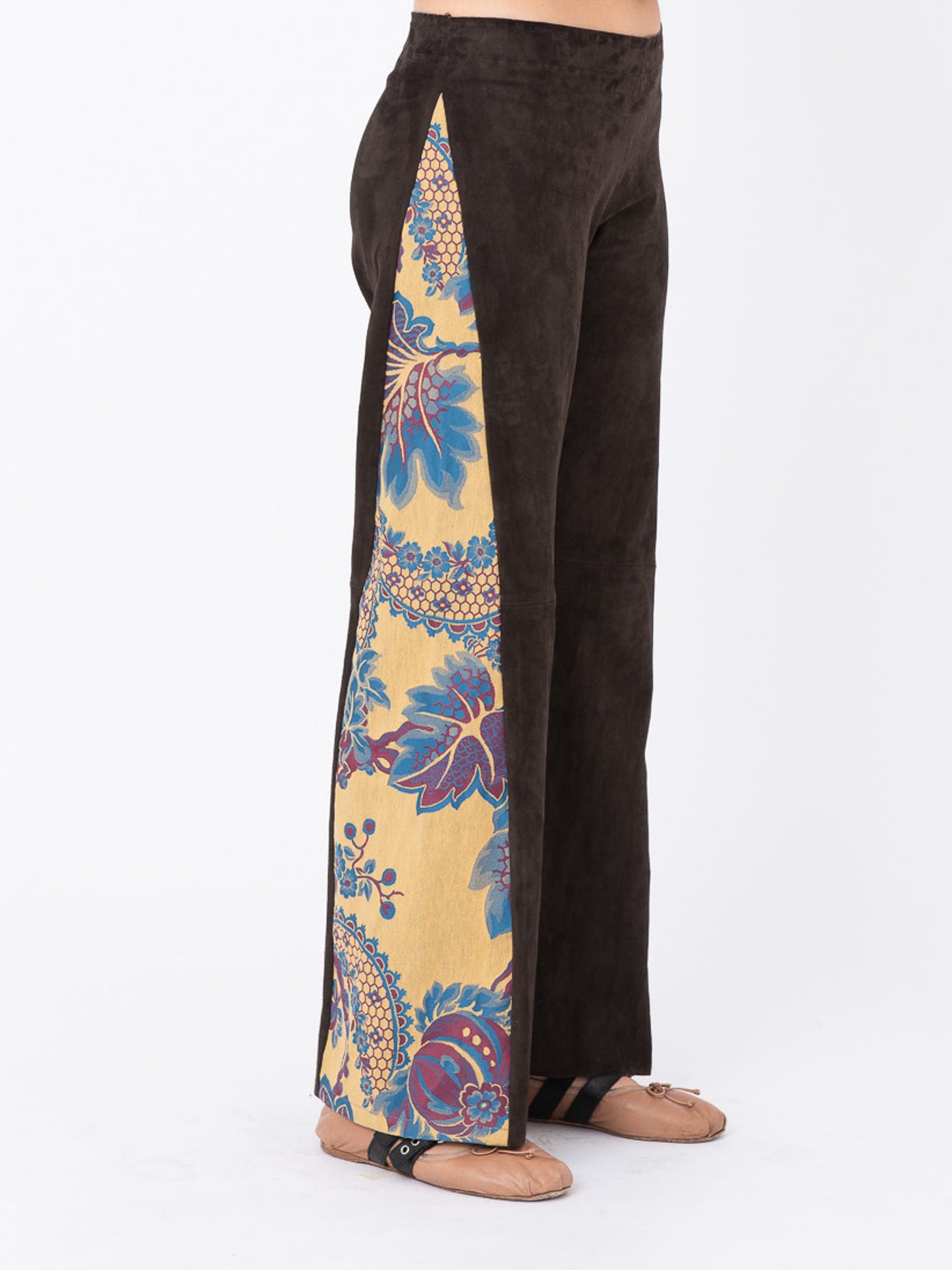 Azalea Brown Suede Pants w/ Brocade Inserts