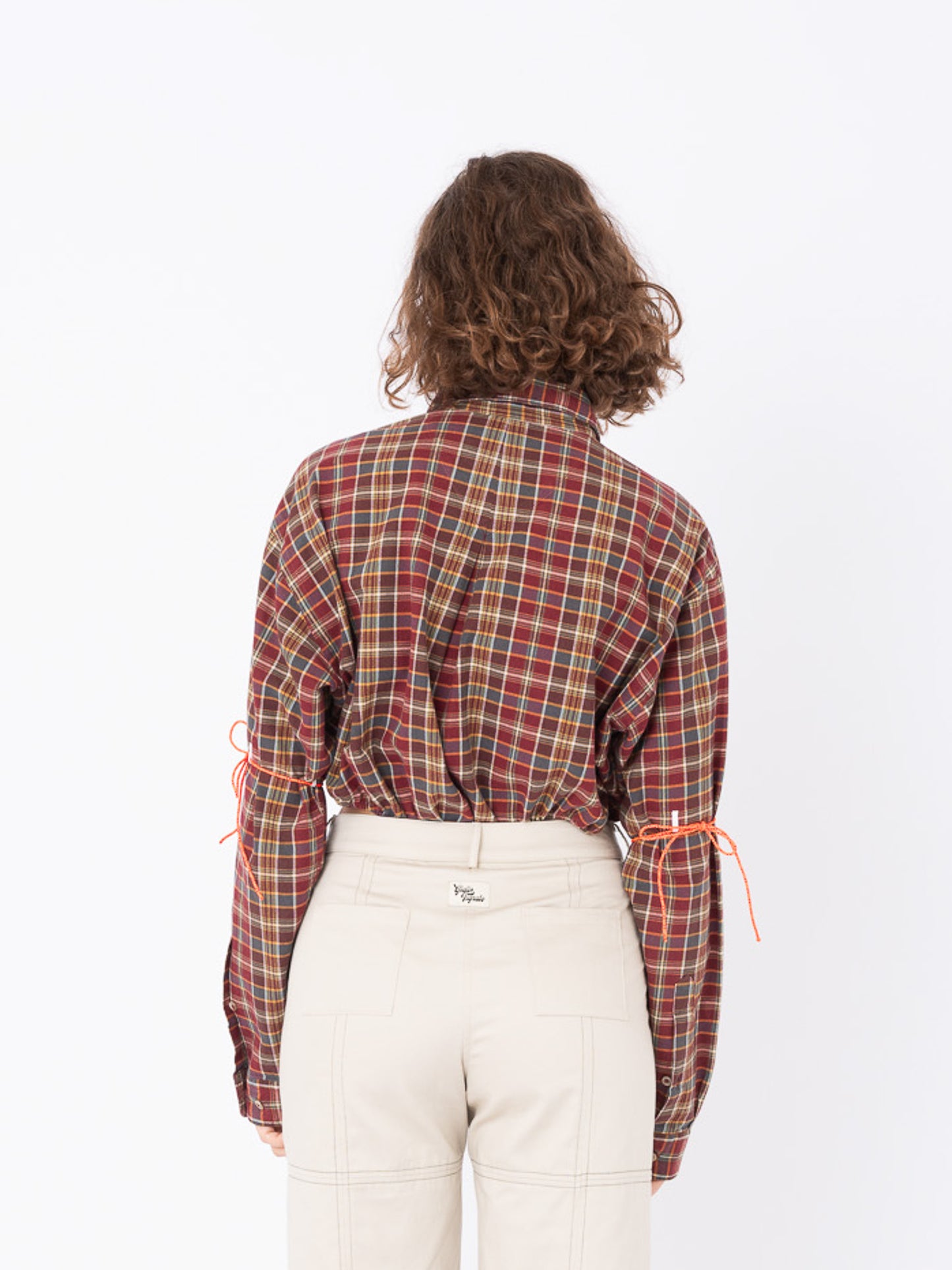 Body Shirt in Red&Brown Chequered Cotton