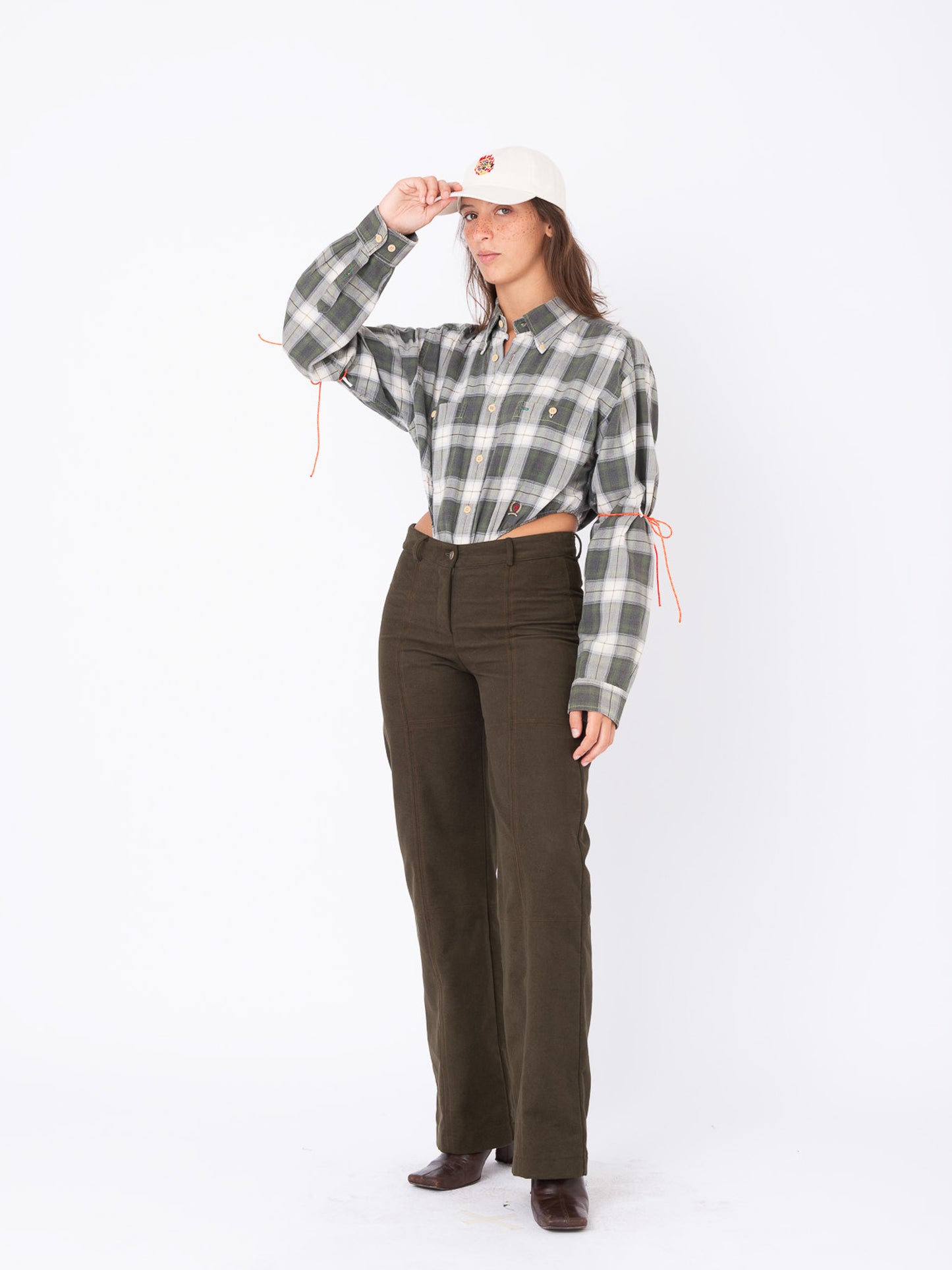 Body Shirt in Green Chequered Cotton