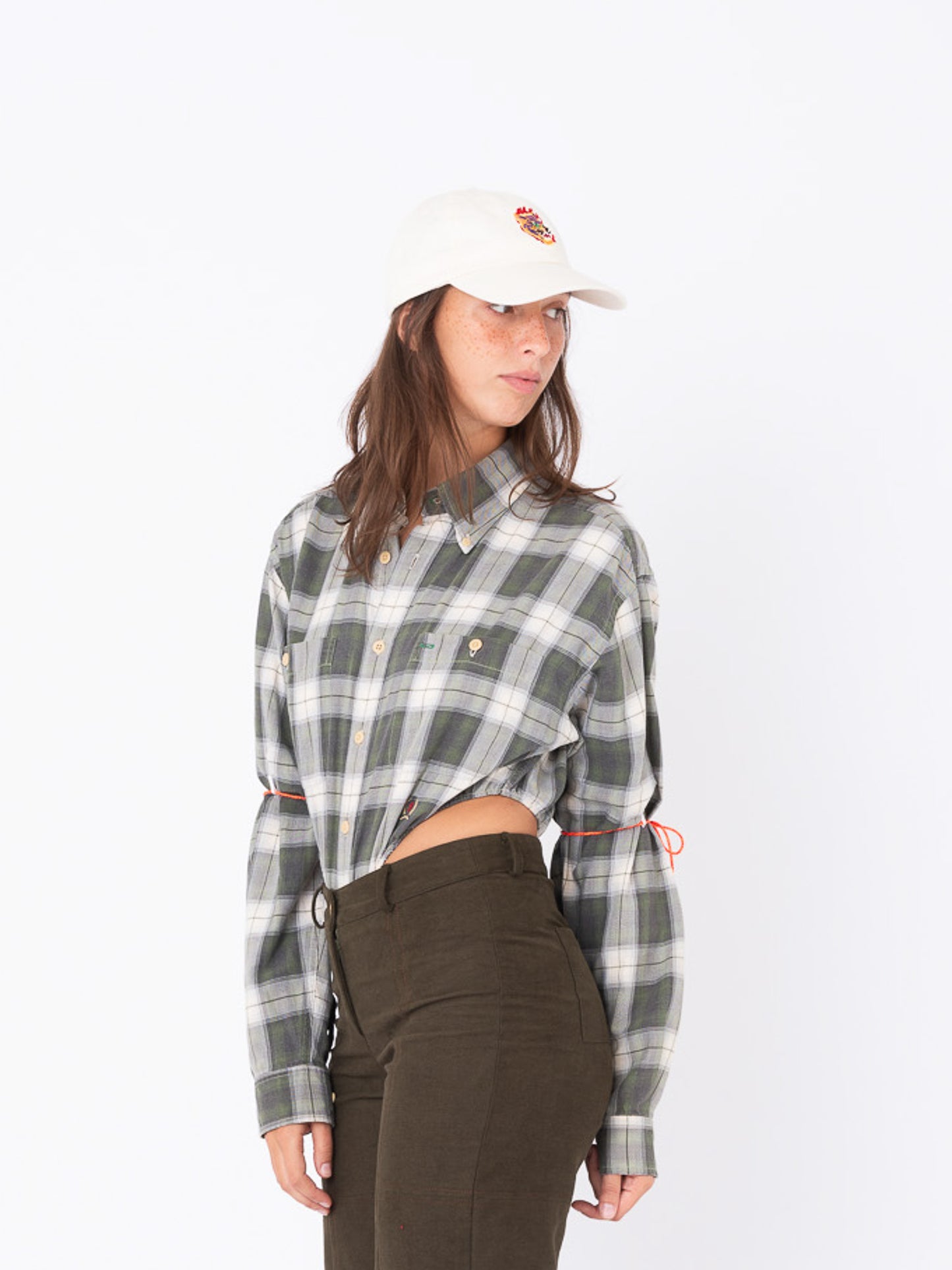 Body Shirt in Green Chequered Cotton