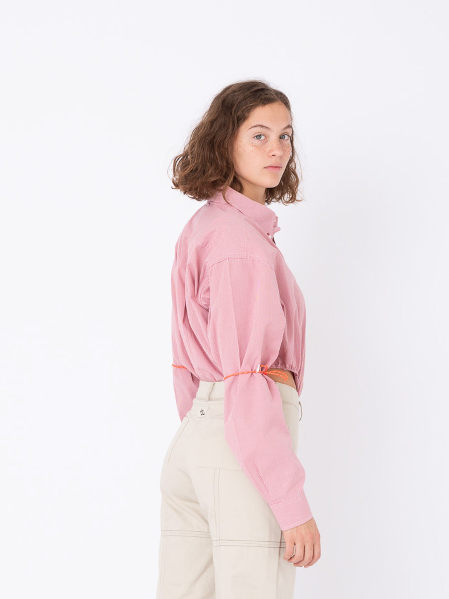 Body Shirt in Pink Checked Cotton