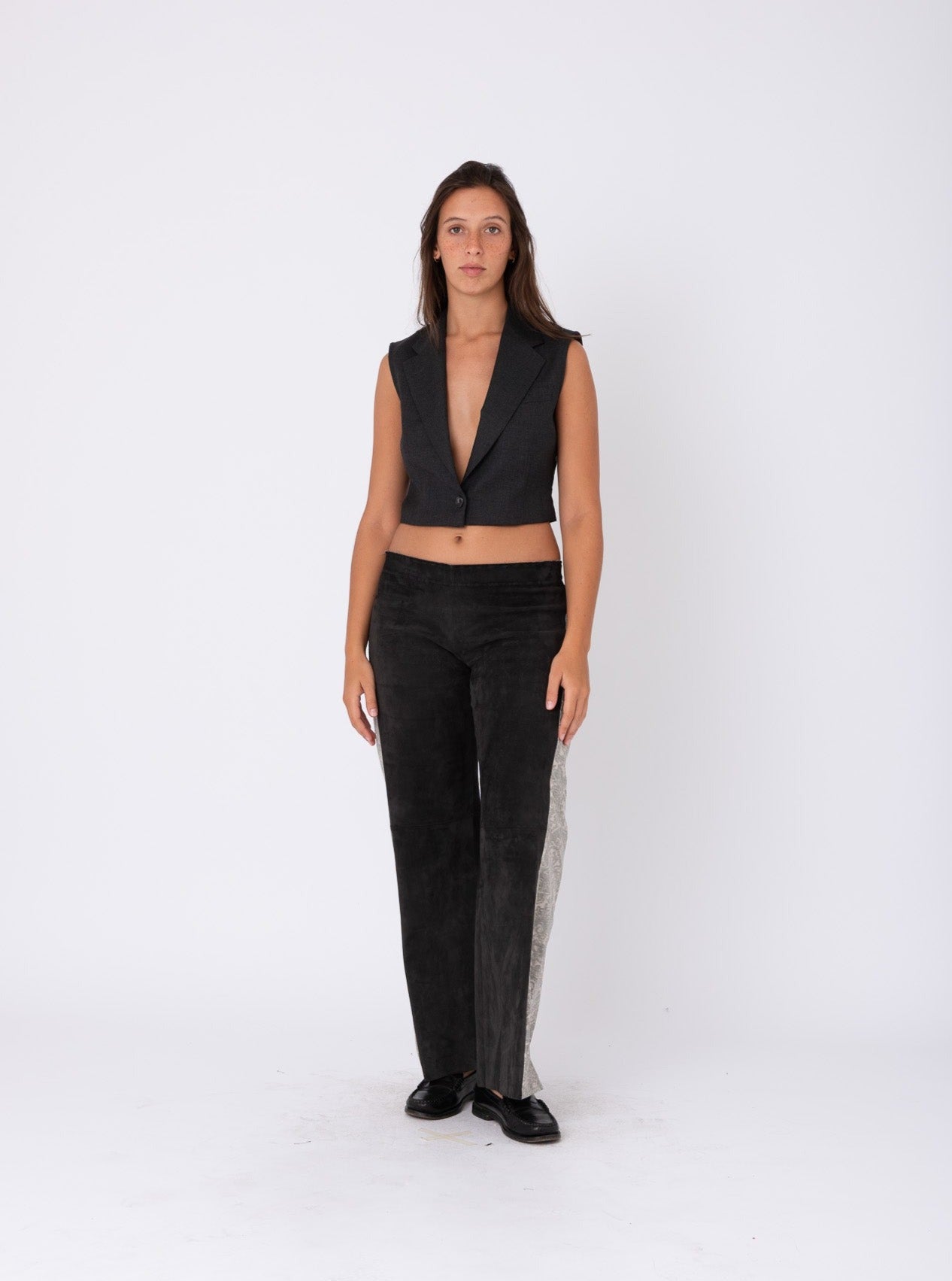Uma Cropped Vest in Dark Grey Wool