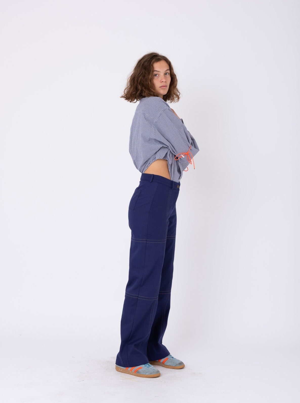 Body Shirt in Blue Checked Cotton