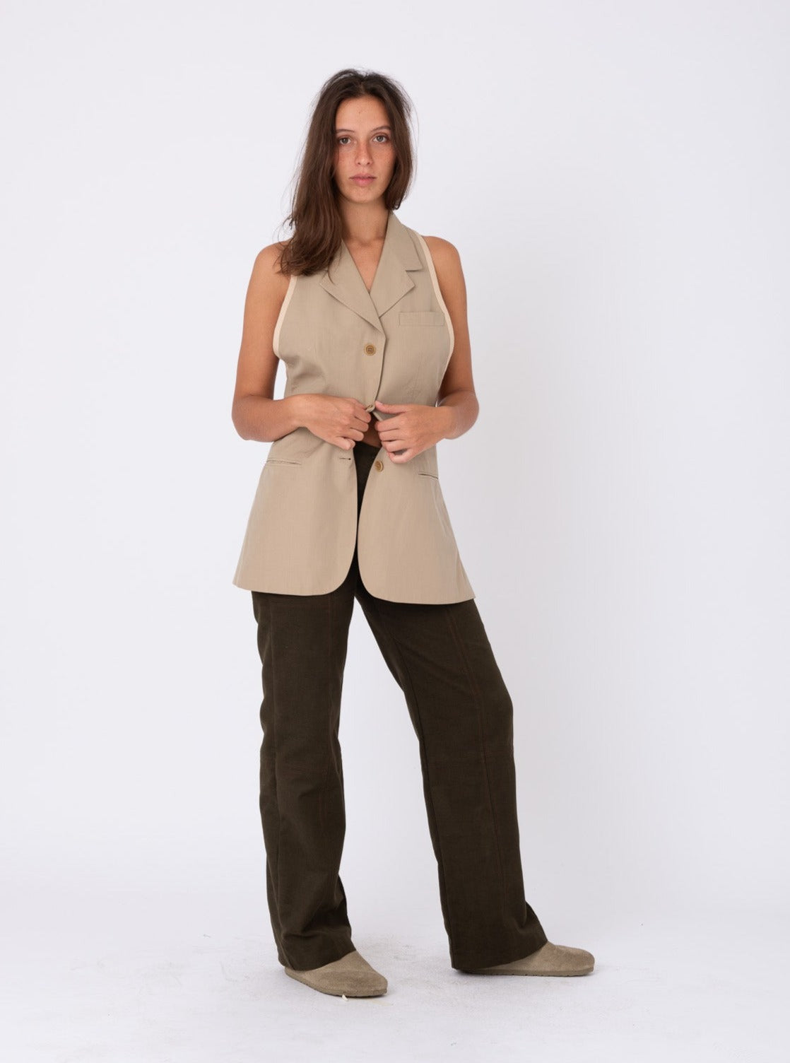 Lolita Blazer in Beige Cotton