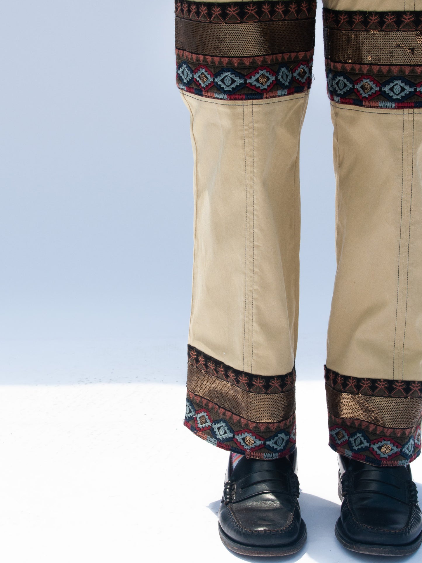 Bambù Trousers in Yellow Cotton with decorations