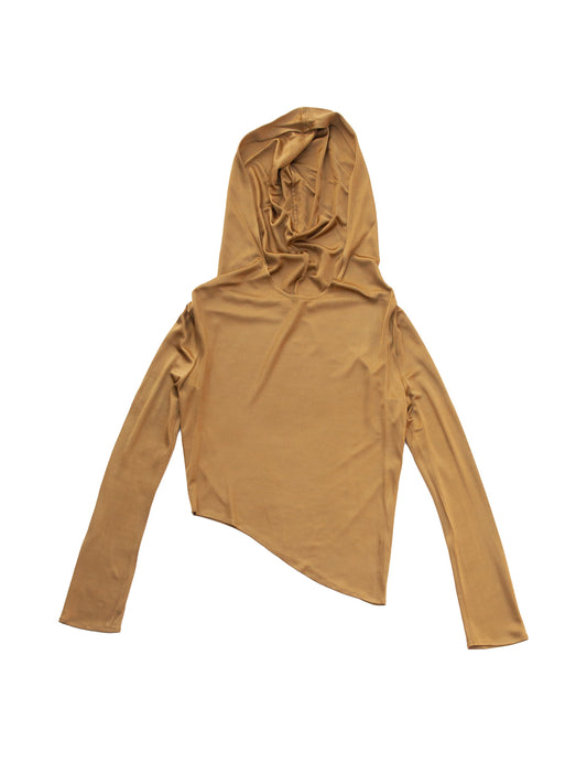 BOMBAY HOODED TOP IN OCRA VISCOSE