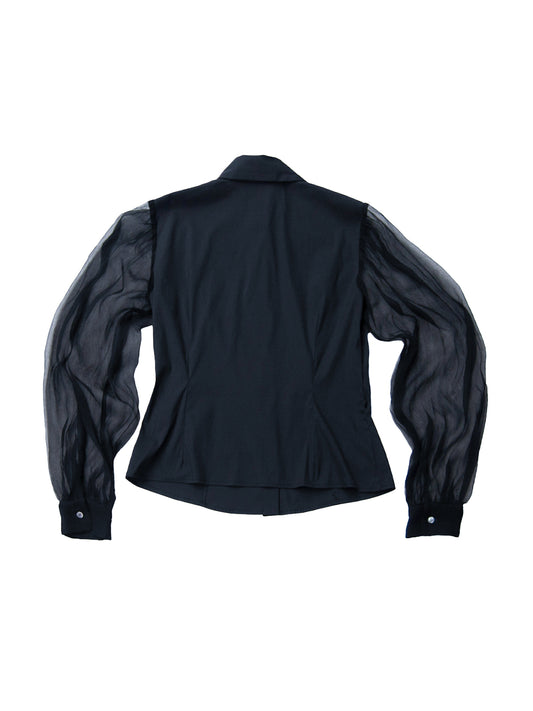 CHANTILLY SHIRT IN BLACK COTTON AND CHIFFON