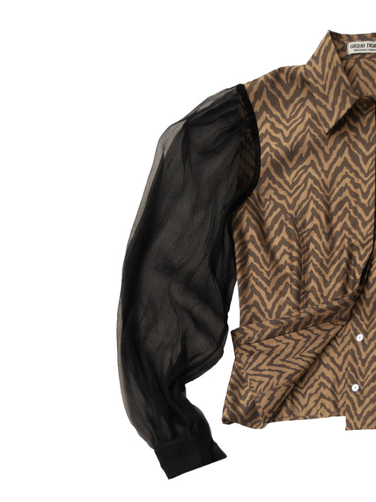 CHANTILLY SHIRT IN TIGER JACQUARD AND CHIFFON