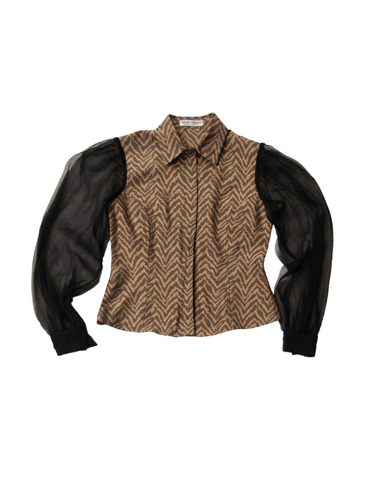 CHANTILLY SHIRT IN TIGER JACQUARD AND CHIFFON