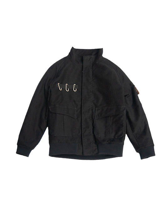 EVEREST BOMBER JACKET IN BLACK BROADCLOTH
