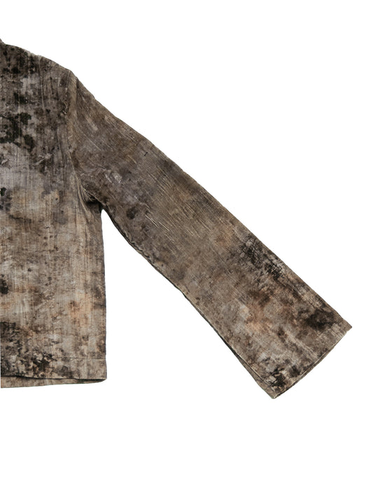 FAROE TOP IN MELANGE VELVET BLACK CLOSE-UP