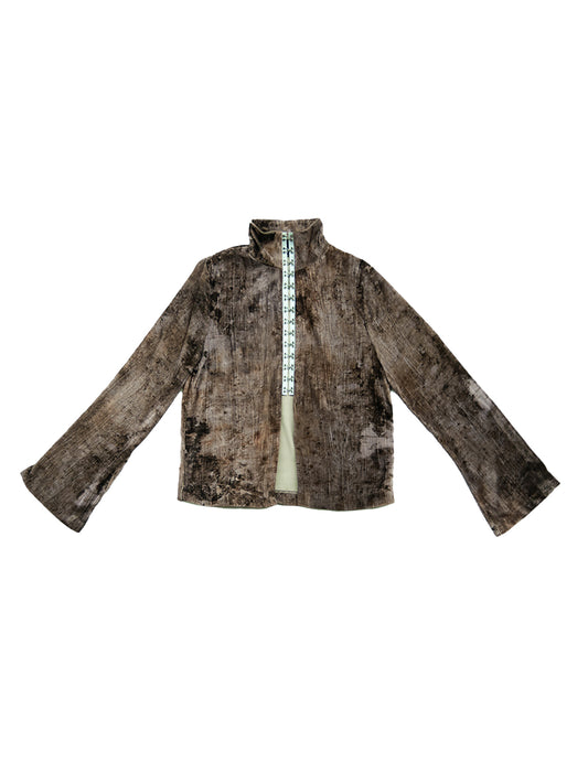 FAROE TOP IN MELANGE VELVET WHITE CLOSE-UP