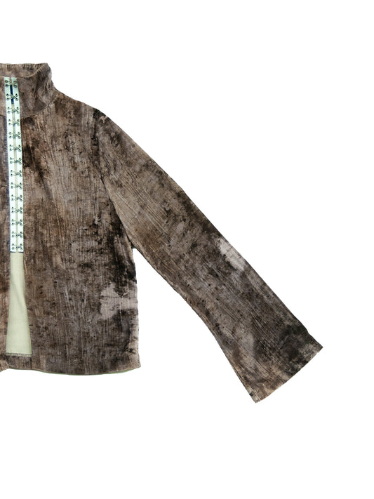 FAROE TOP IN MELANGE VELVET WHITE CLOSE-UP