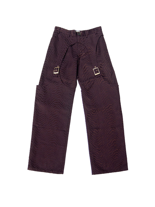 MALAKU TROUSERS IN BORDEAUX JACQUARD