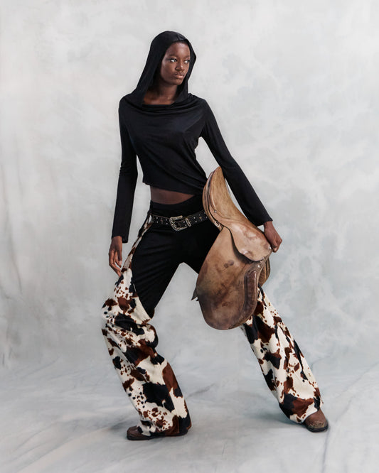 BOMBAY HOODED TOP IN BLACK VISCOSE