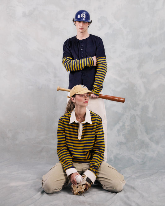 AUCKLAND RUGBY POLO BLUE AND YELLOW STRIPES