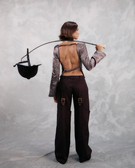 YOSHIDA TOP IN SILVER WOOL