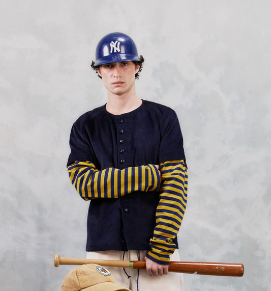 ATLANTA SHIRT IN BLUE CORDUROY AND STRIPED COTTON