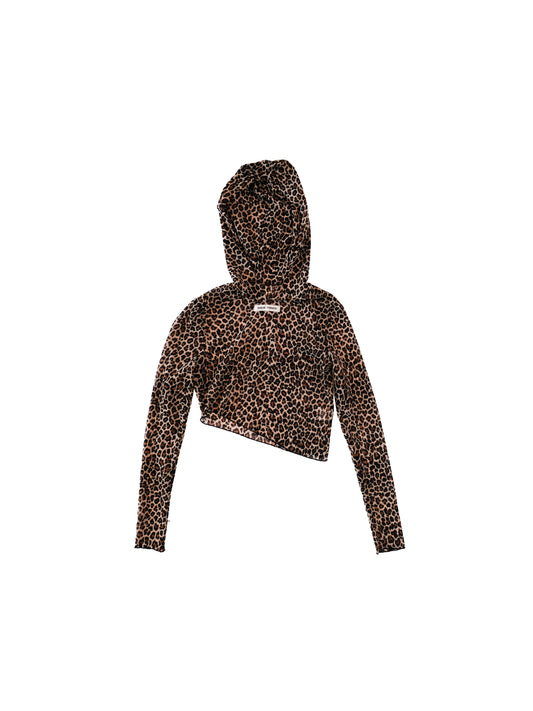 Top, front view, Slim Fit, Hooded top, Asymmetrical cut, animalier