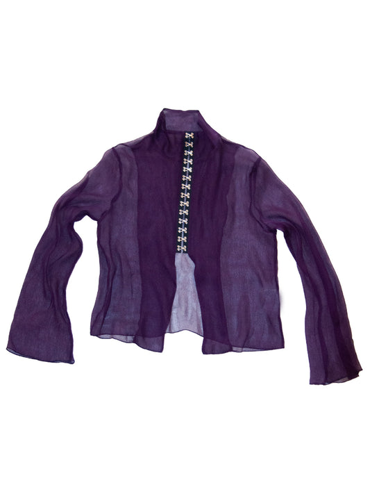 FAROE TOP IN PURPLE CRINKLE CHIFFON