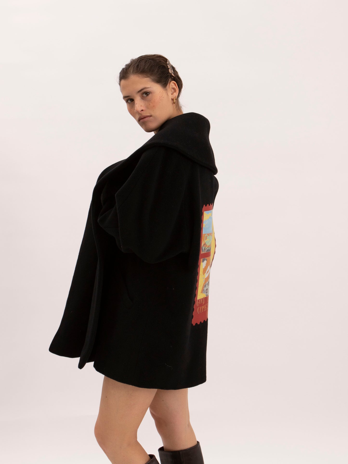 Vintage Black Wool Coat w/ The Couple Stamp