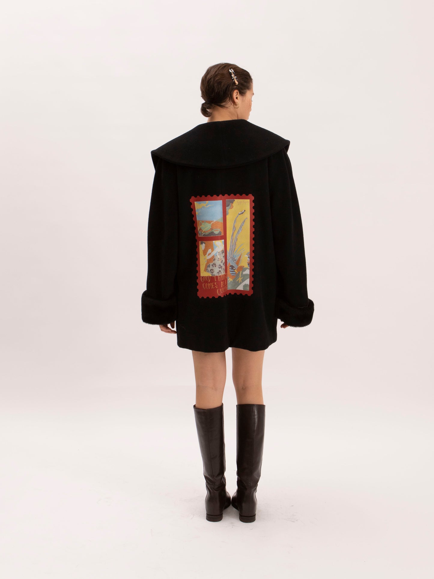 Vintage Black Wool Coat w/ The Couple Stamp